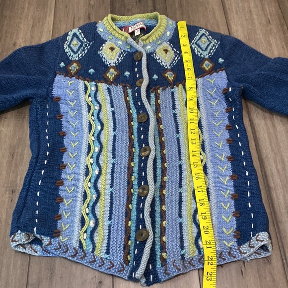 Newari colorful ribbed raised lusekofte sweater cardigan islandic design 3d knit - Picture 10 of 10